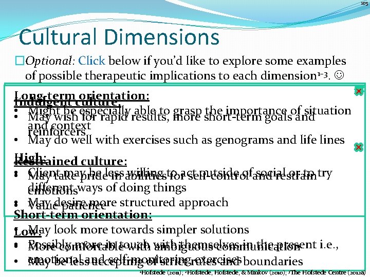 105 Cultural Dimensions �Optional: Click below if you’d like to explore some examples of