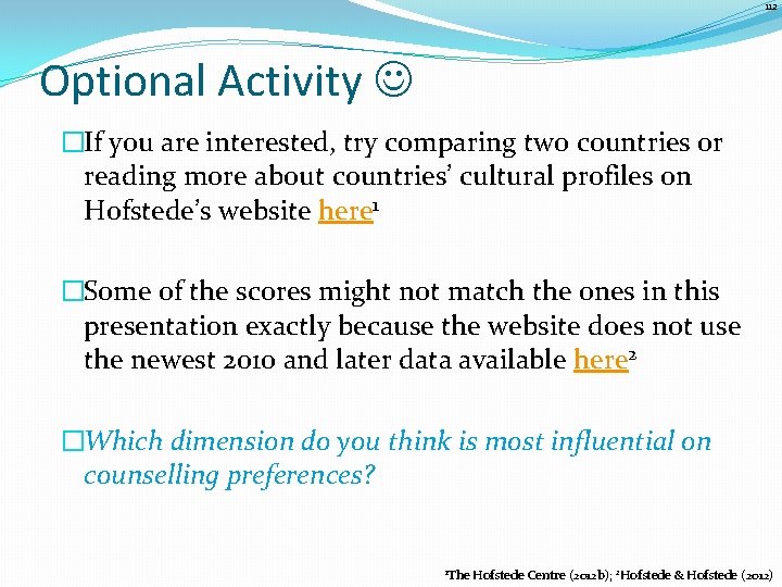 112 Optional Activity �If you are interested, try comparing two countries or reading more