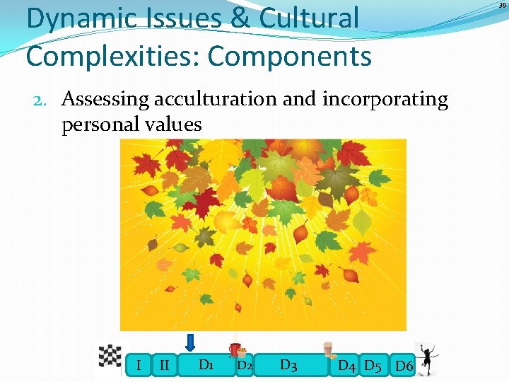 Dynamic Issues & Cultural Complexities: Components 2. Assessing acculturation and incorporating personal values I