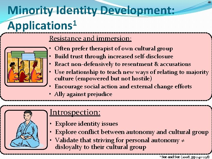 Minority Identity Development: Applications 1 49 Resistance and immersion: • • Often prefer therapist