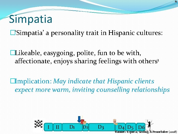 61 Simpatia �‘Simpatia’ a personality trait in Hispanic cultures: �Likeable, easygoing, polite, fun to