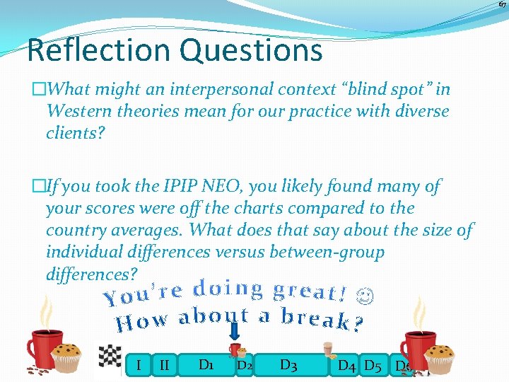 67 Reflection Questions �What might an interpersonal context “blind spot” in Western theories mean