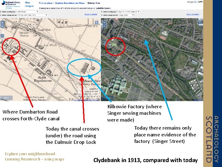 Where Dumbarton Road crosses Forth-Clyde canal Today the canal crosses (under) the road using