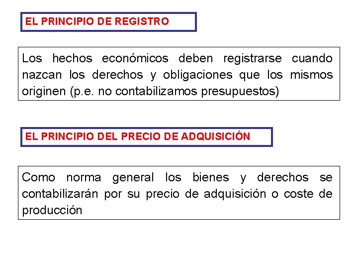 EL PRINCIPIO DE REGISTRO Los hechos económicos deben registrarse cuando nazcan los derechos y