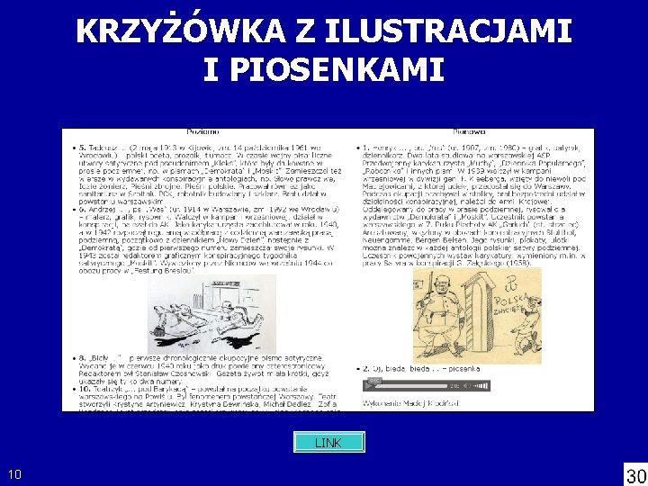 KRZYŻÓWKA Z ILUSTRACJAMI I PIOSENKAMI LINK 10 