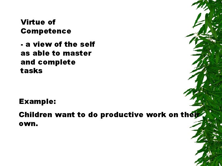 Virtue of Competence - a view of the self as able to master and