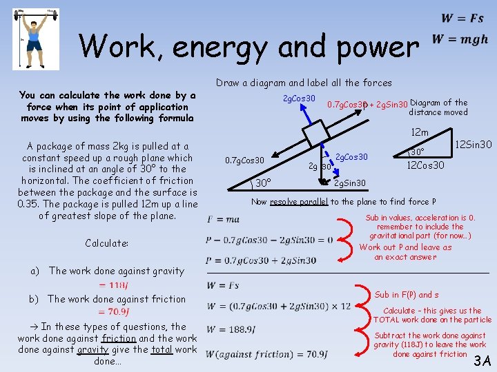 Work, energy and power Draw a diagram and label all the forces You can