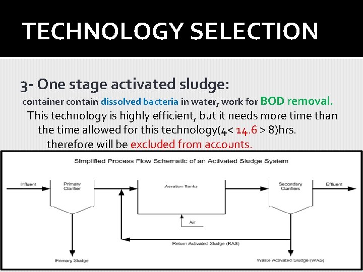 TECHNOLOGY SELECTION 3 - One stage activated sludge: container contain dissolved bacteria in water,