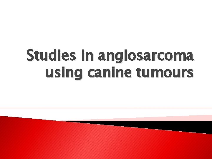 Studies in angiosarcoma using canine tumours 