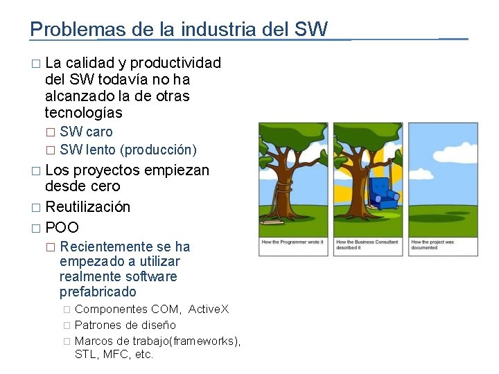 Problemas de la industria del SW � La calidad y productividad del SW todavía