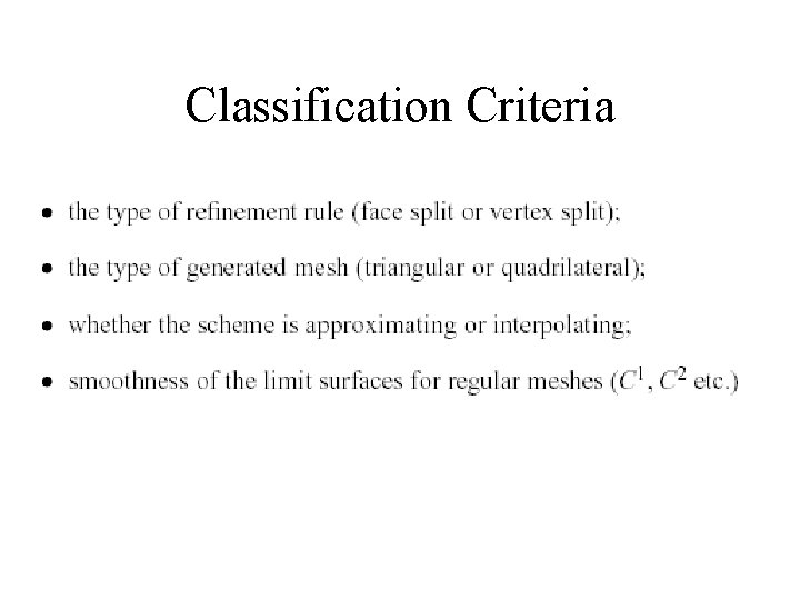 Classification Criteria 