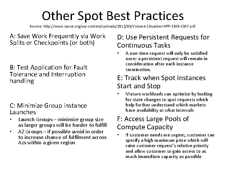 Other Spot Best Practices Source: http: //www. ijecse. org/wp-content/uploads/2012/09/Volume-1 Number-4 PP-2395 -2397. pdf A: