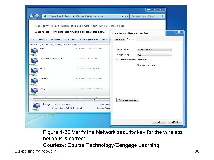 Figure 1 -32 Verify the Network security key for the wireless network is correct