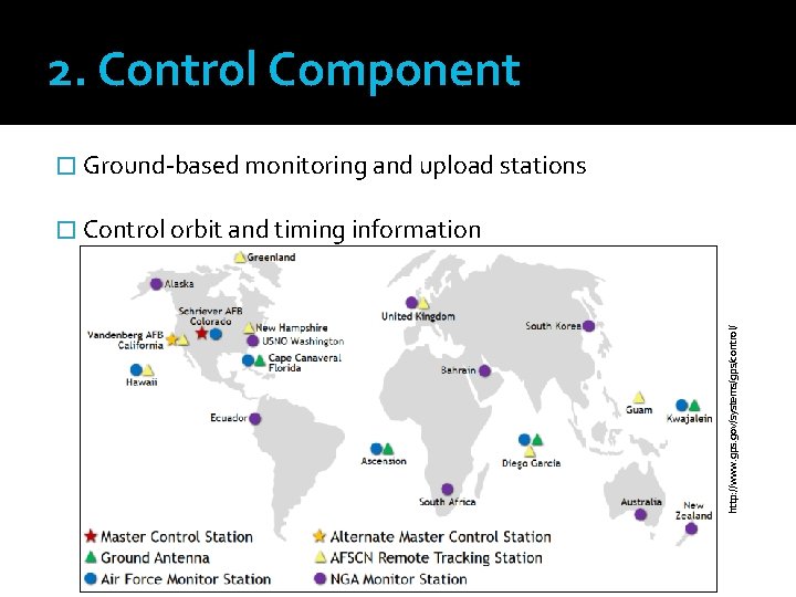 2. Control Component � Ground-based monitoring and upload stations http: //www. gps. gov/systems/gps/control/ �