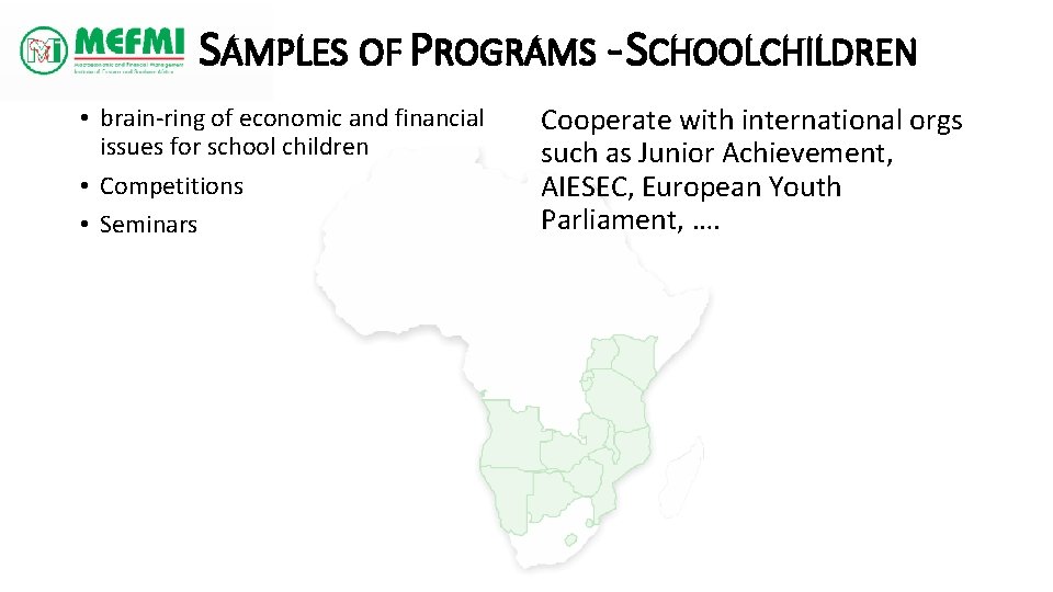 SAMPLES OF PROGRAMS - SCHOOLCHILDREN • brain-ring of economic and financial issues for school