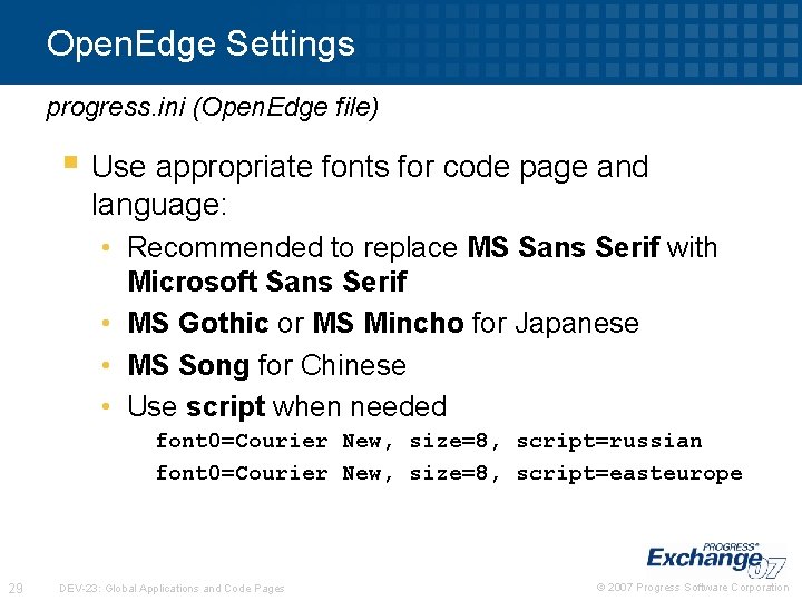 Open. Edge Settings progress. ini (Open. Edge file) § Use appropriate fonts for code