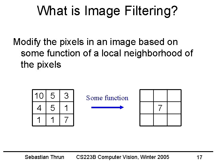 What is Image Filtering? Modify the pixels in an image based on some function