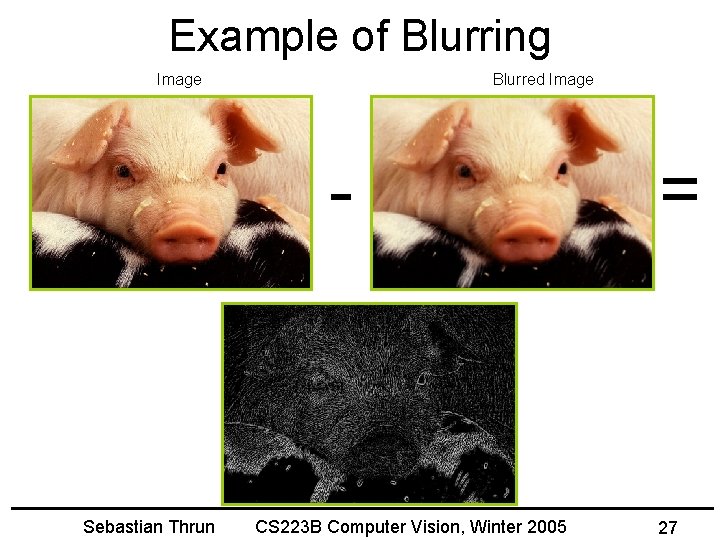 Example of Blurring Image Blurred Image - Sebastian Thrun CS 223 B Computer Vision,