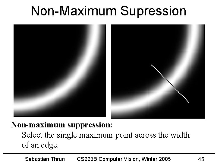 Non-Maximum Supression Non-maximum suppression: Select the single maximum point across the width of an