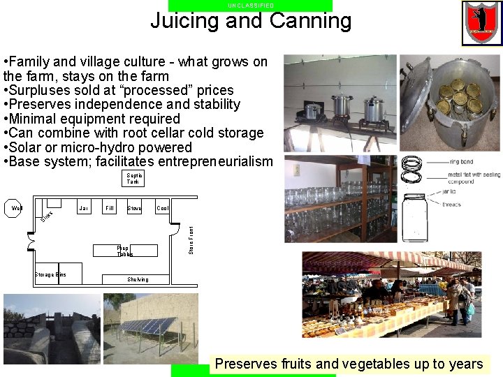 UNCLASSIFIED Juicing and Canning • Family and village culture - what grows on the