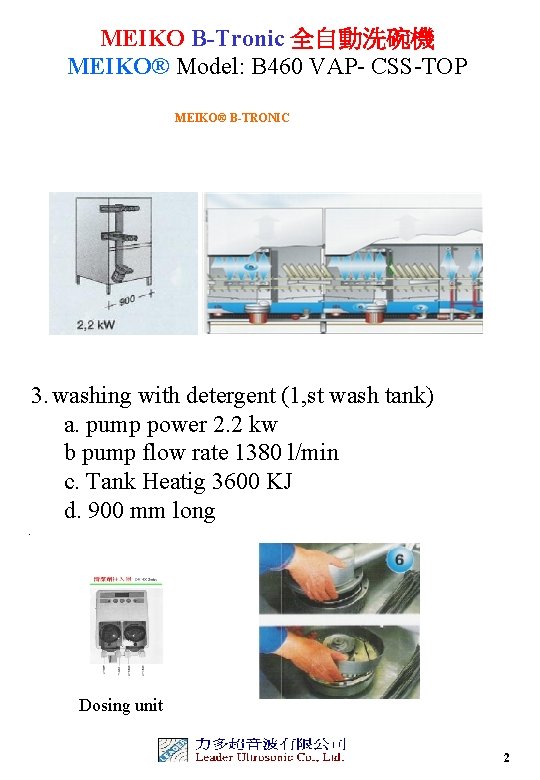 MEIKO B-Tronic 全自動洗碗機 MEIKO® Model: B 460 VAP- CSS-TOP MEIKO® B-TRONIC 3. washing with