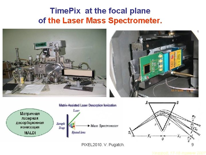 Time. Pix at the focal plane of the Laser Mass Spectrometer. PIXEL 2010. V.