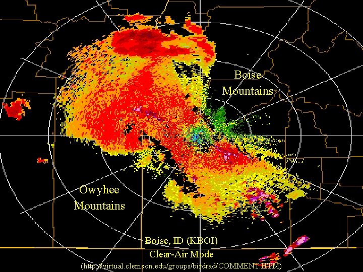 Boise Mountains Owyhee Mountains Boise, ID (KBOI) Clear-Air Mode (http: //virtual. clemson. edu/groups/birdrad/COMMENT. HTM)