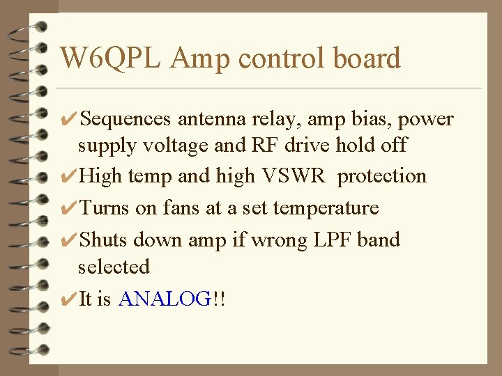 W 6 QPL Amp control board ✔Sequences antenna relay, amp bias, power supply voltage