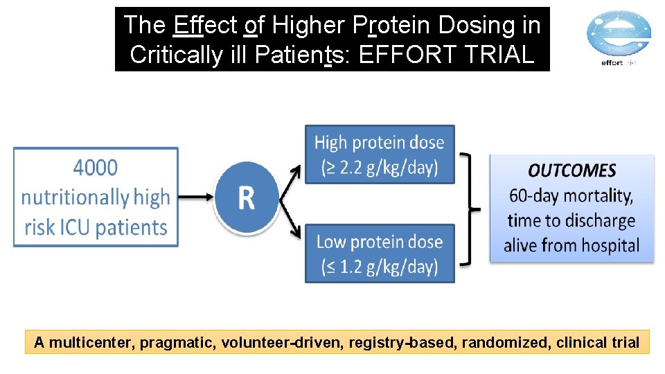 The Effect of Higher Protein Dosing in Critically ill Patients: EFFORT TRIAL A multicenter,