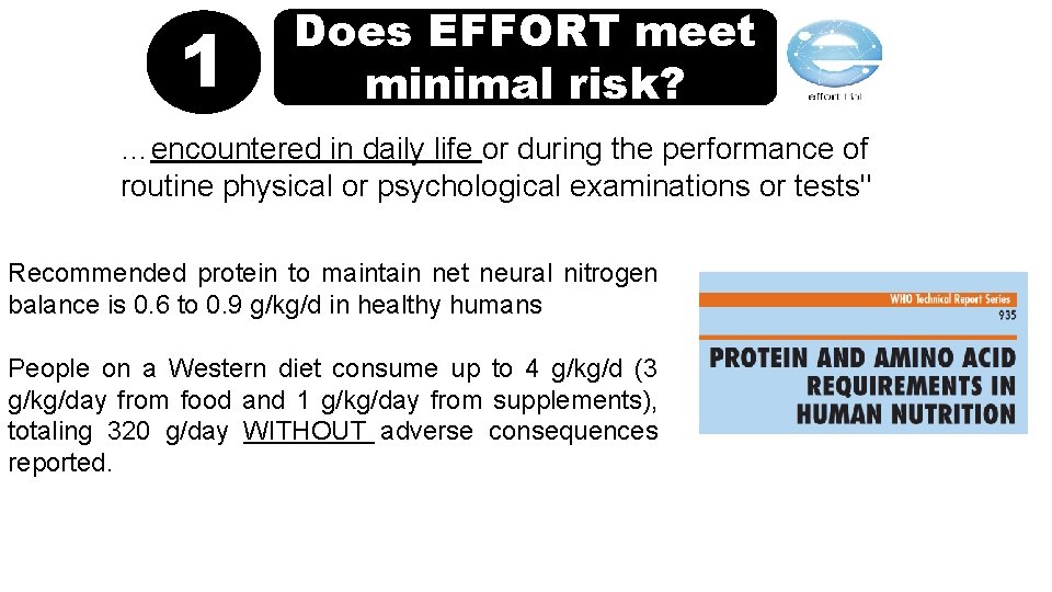 1 Does EFFORT meet minimal risk? …encountered in daily life or during the performance