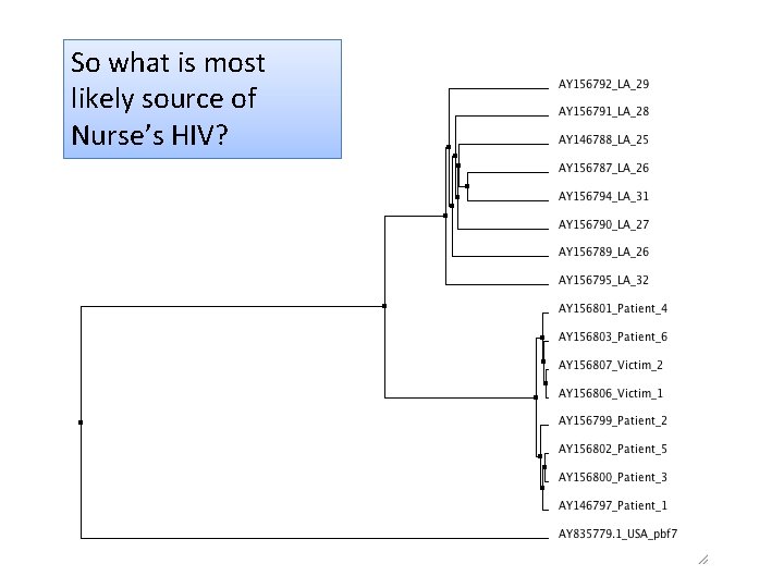 So what is most likely source of Nurse’s HIV? 