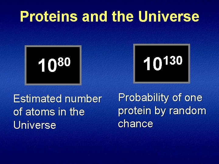 Proteins and the Universe 80 10 Estimated number of atoms in the Universe 130