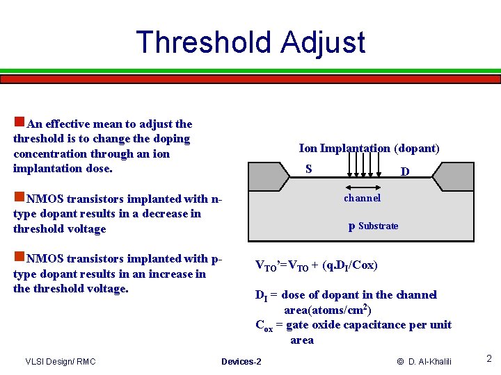 Threshold Adjust g. An effective mean to adjust the threshold is to change the