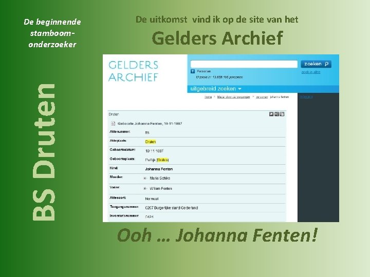 BS Druten De beginnende stamboomonderzoeker De uitkomst vind ik op de site van het