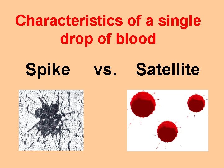Characteristics of a single drop of blood Spike vs. Satellite 