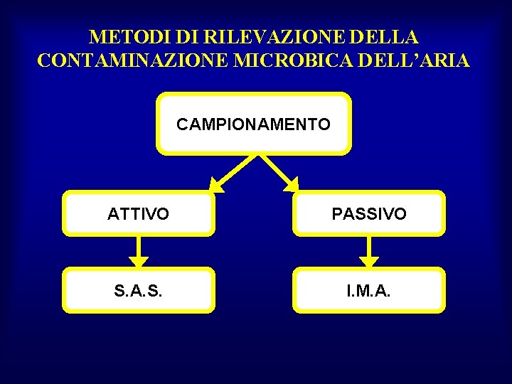 METODI DI RILEVAZIONE DELLA CONTAMINAZIONE MICROBICA DELL’ARIA CAMPIONAMENTO ATTIVO PASSIVO S. A. S. I.