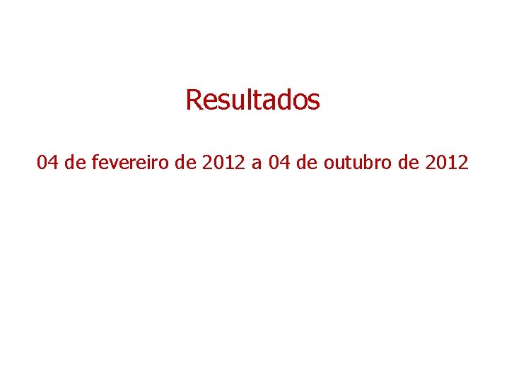 Resultados 04 de fevereiro de 2012 a 04 de outubro de 2012 