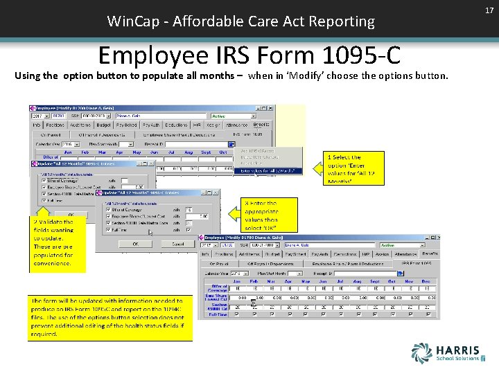Win. Cap - Affordable Care Act Reporting Employee IRS Form 1095 -C Using the