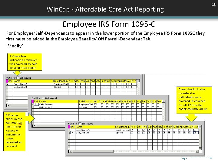 Win. Cap - Affordable Care Act Reporting Employee IRS Form 1095 -C For Employee/Self