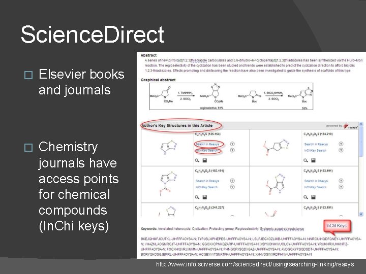 Science. Direct � Elsevier books and journals � Chemistry journals have access points for
