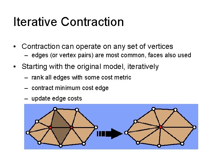 Iterative Contraction • Contraction can operate on any set of vertices – edges (or