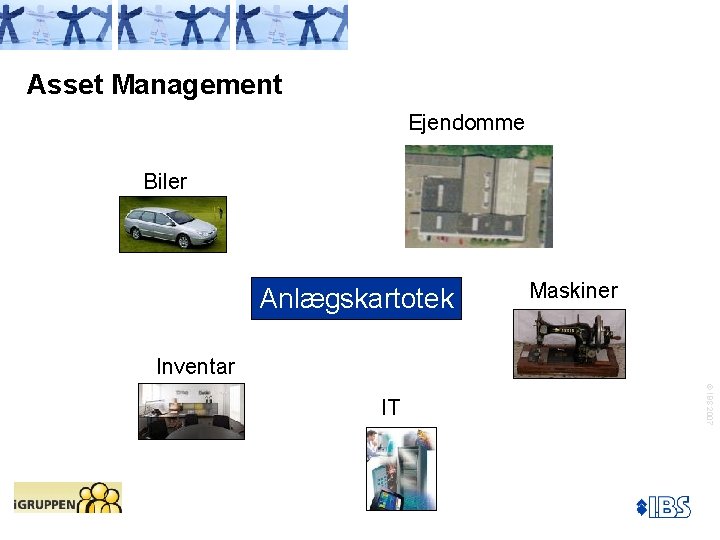 Asset Management Ejendomme Biler Anlægskartotek Maskiner Inventar © IBS 2007 IT 