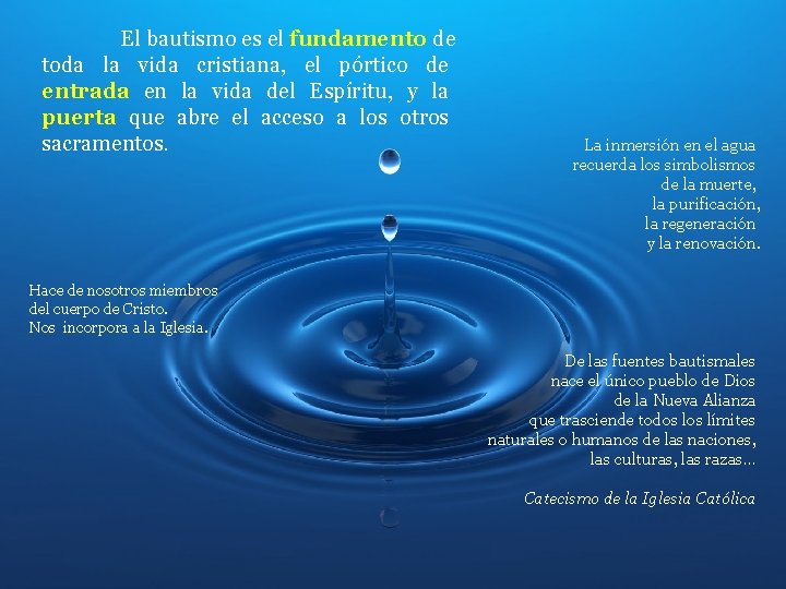 El bautismo es el fundamento de toda la vida cristiana, el pórtico de entrada