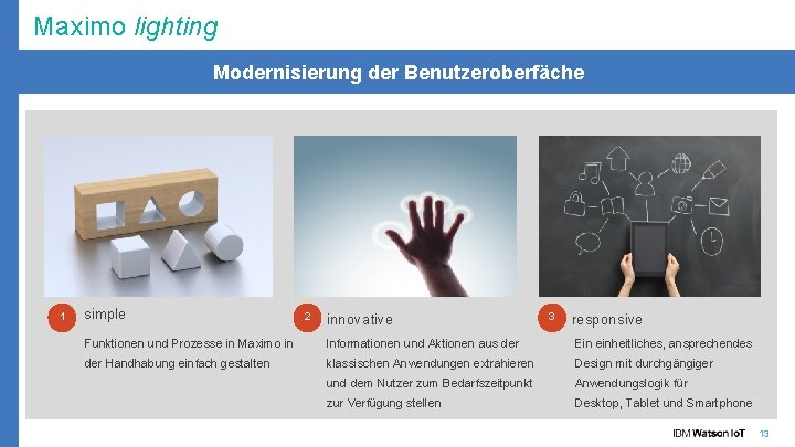 Maximo lighting Modernisierung der Benutzeroberfäche 1 simple 2 innovative 3 responsive Funktionen und Prozesse