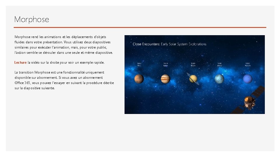 Morphose rend les animations et les déplacements d’objets fluides dans votre présentation. Vous utilisez