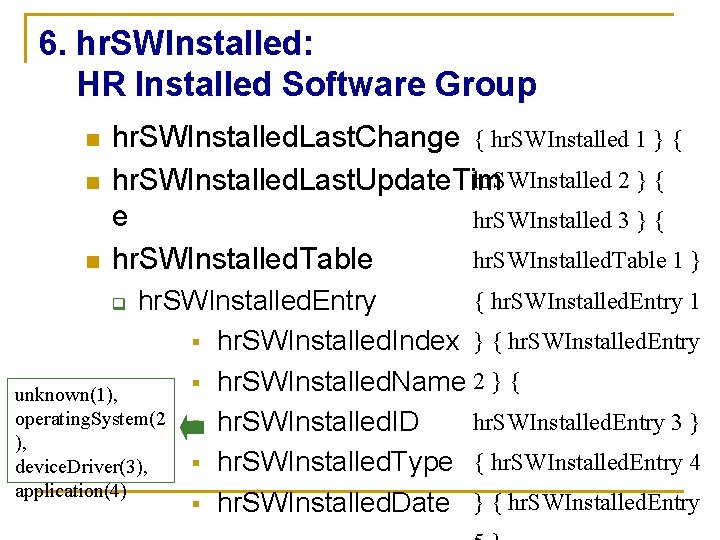 6. hr. SWInstalled: HR Installed Software Group n n n hr. SWInstalled. Last. Change