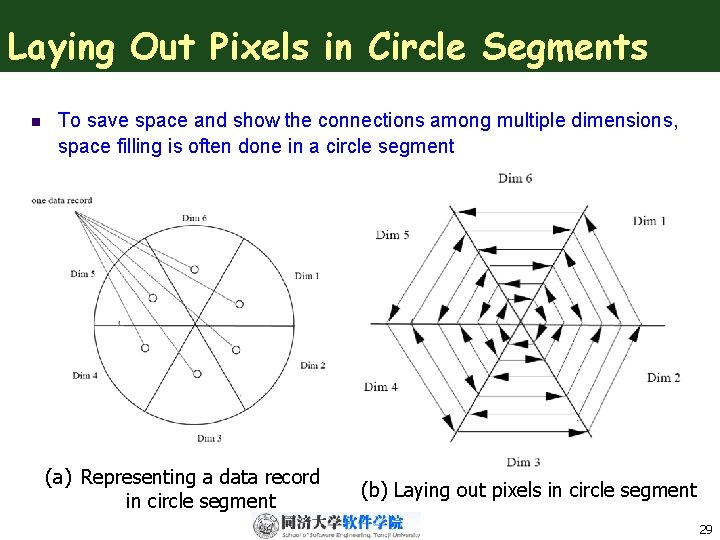 Laying Out Pixels in Circle Segments n To save space and show the connections