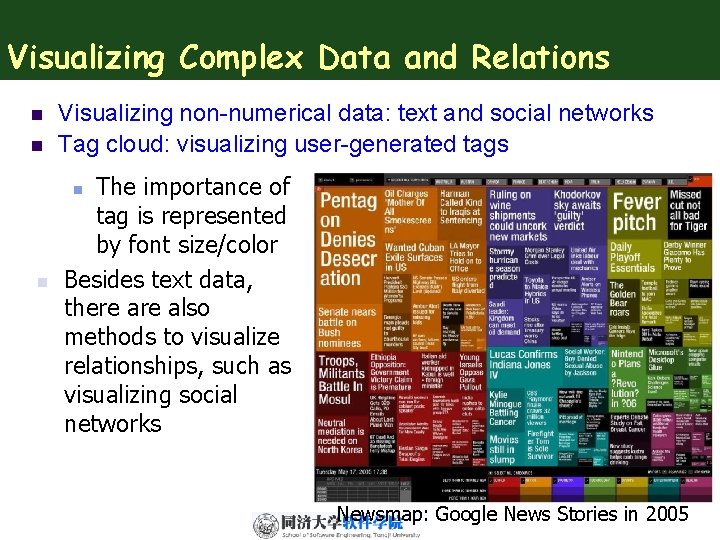 Visualizing Complex Data and Relations n n Visualizing non-numerical data: text and social networks