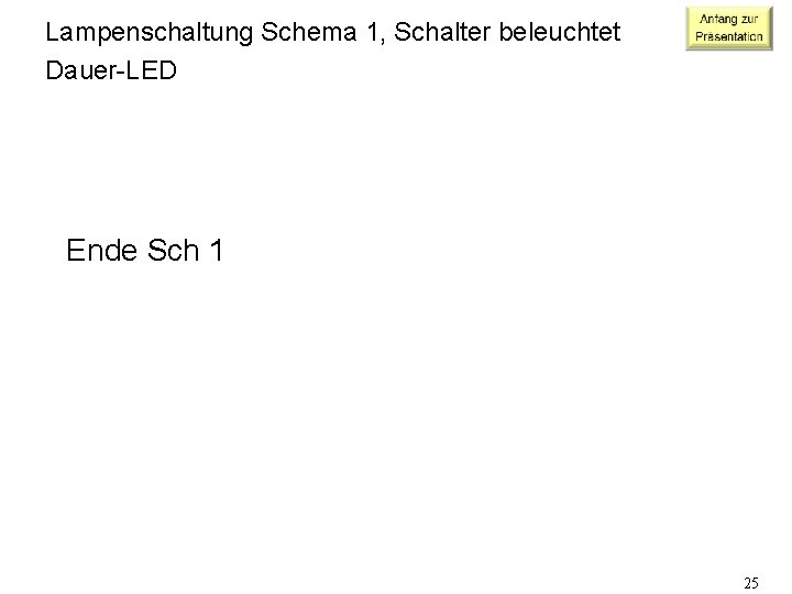Lampenschaltung Schema 1, Schalter beleuchtet Dauer-LED Ende Sch 1 25 
