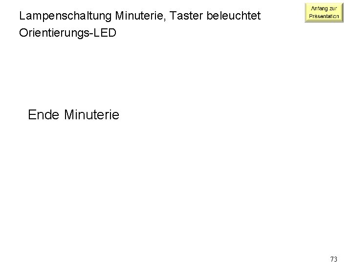 Lampenschaltung Minuterie, Taster beleuchtet Orientierungs-LED Ende Minuterie 73 